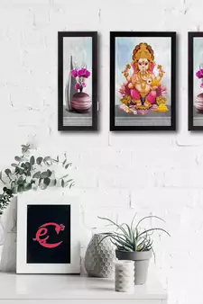 Set of 3 Lord Ganesha Satin Matt Texture UV Art Painting