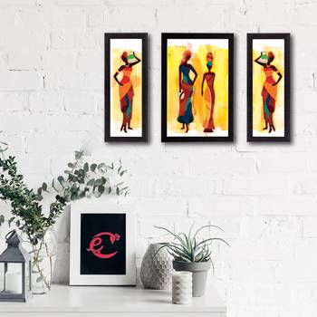 Set of 3 Tribal Lady Satin Matt Texture UV Art Painting 2