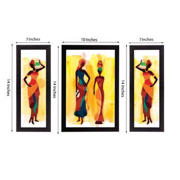 Set of 3 Tribal Lady Satin Matt Texture UV Art Painting 3
