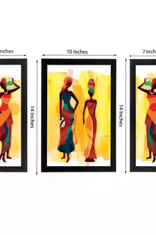 Set of 3 Tribal Lady Satin Matt Texture UV Art Painting