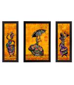 Set of 3 Dancing Lady Satin Matt Texture UV Art Painting