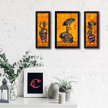 Set of 3 Dancing Lady Satin Matt Texture UV Art Painting 2