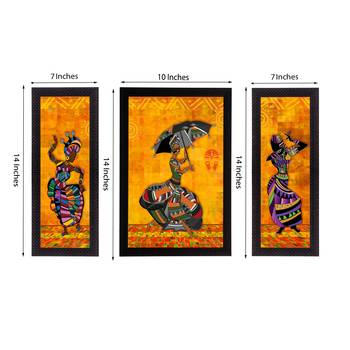 Set of 3 Dancing Lady Satin Matt Texture UV Art Painting 3
