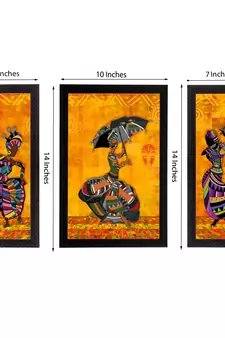 Set of 3 Dancing Lady Satin Matt Texture UV Art Painting