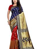 blue woven banarasi saree with blouse