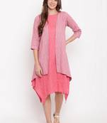 Brick Pink Dobby Asymmetric Dress Reversible Jacket