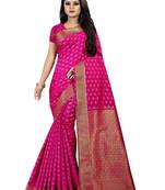Pink woven banarasi saree with blouse