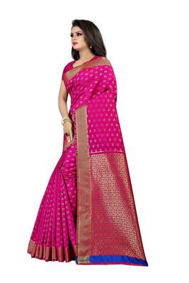Pink woven banarasi saree with blouse 2