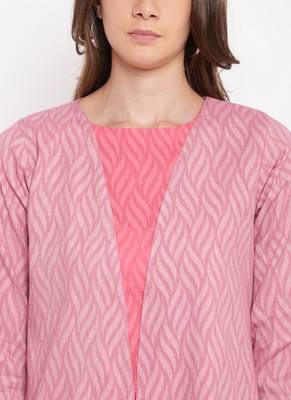 Brick Pink Dobby Asymmetric Dress Reversible Jacket 5