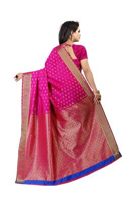 Pink woven banarasi saree with blouse 3