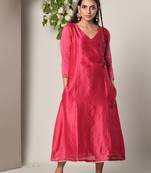 Pink Chanderi Lace Highlight Dress