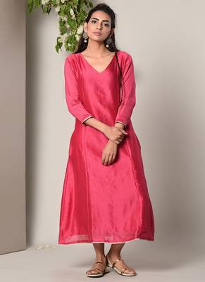 Pink Chanderi Lace Highlight Dress 2