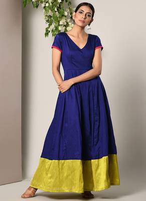 Blue Panelled Border Dress 1