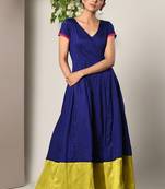 Blue Panelled Border Dress