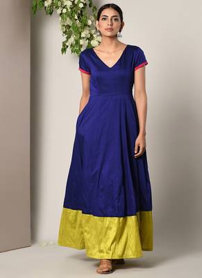 Blue Panelled Border Dress 2