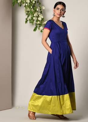Blue Panelled Border Dress 3