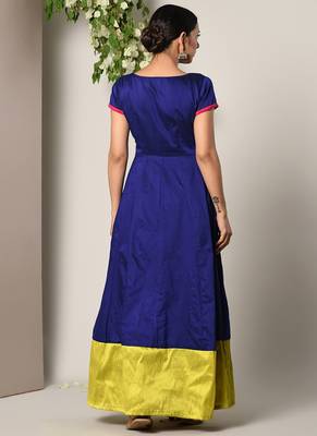 Blue Panelled Border Dress 4