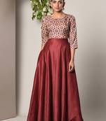 Maroon Print Bodice Dress
