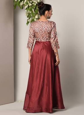 Maroon Print Bodice Dress 4