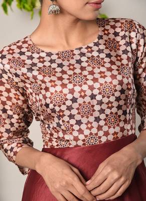 Maroon Print Bodice Dress 5