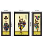 Set of 3 Dancing Tribal Lady Satin Matt Texture UV Art Painting