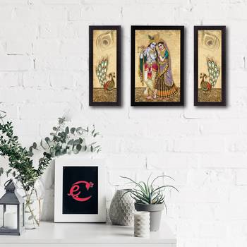 Set of 3 Radha Krishna Satin Matt Texture UV Art Painting 2