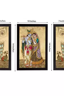Set of 3 Radha Krishna Satin Matt Texture UV Art Painting