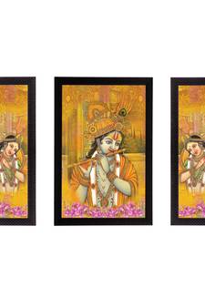Set of 3 Radha Krishna Satin Matt Texture UV Art Painting