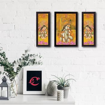 Set of 3 Radha Krishna Satin Matt Texture UV Art Painting 2
