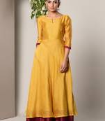 Mustard Yellow Maroon Border Suit Dress