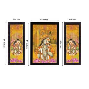 Set of 3 Radha Krishna Satin Matt Texture UV Art Painting 3