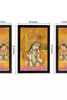 Set of 3 Radha Krishna Satin Matt Texture UV Art Painting