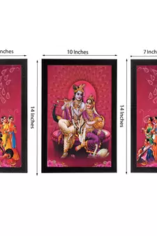 Set of 3 Radha Krishna Satin Matt Texture UV Art Painting