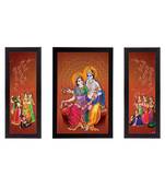 Set of 3 Radha Krishna Satin Matt Texture UV Art Painting