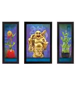 Set of 3 Lord Buddha Satin Matt Texture UV Art Painting