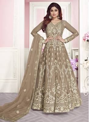 Light-brown
 embroidered net salwar 1