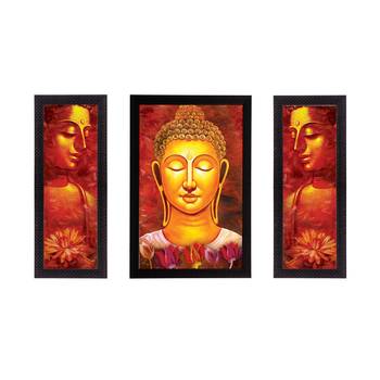 Set of 3 Lord Buddha Satin Matt Texture UV Art Painting 1