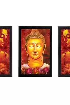 Set of 3 Lord Buddha Satin Matt Texture UV Art Painting