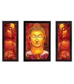 Set of 3 Lord Buddha Satin Matt Texture UV Art Painting