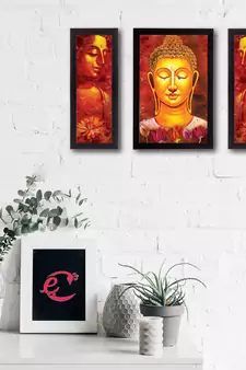 Set of 3 Lord Buddha Satin Matt Texture UV Art Painting