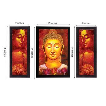 Set of 3 Lord Buddha Satin Matt Texture UV Art Painting 3