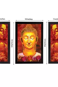 Set of 3 Lord Buddha Satin Matt Texture UV Art Painting