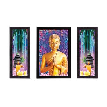 Set of 3 Lord Buddha Satin Matt Texture UV Art Painting 1