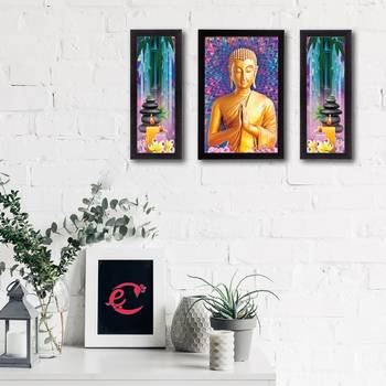 Set of 3 Lord Buddha Satin Matt Texture UV Art Painting 2
