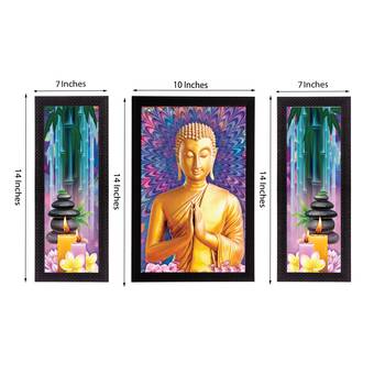 Set of 3 Lord Buddha Satin Matt Texture UV Art Painting 3