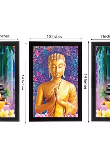 Set of 3 Lord Buddha Satin Matt Texture UV Art Painting