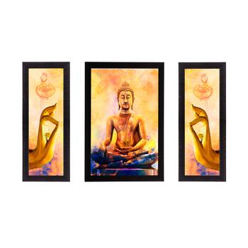 Set of 3 Lord Buddha Satin Matt Texture UV Art Painting 1