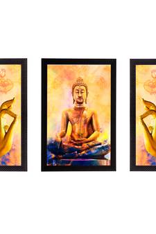 Set of 3 Lord Buddha Satin Matt Texture UV Art Painting