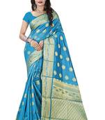 Kimisha Women's Rama Jacquard Banarasi Silk Saree With Rich Pallu
