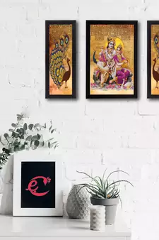 Set of 3 Radha Krishna Satin Matt Texture UV Art Painting